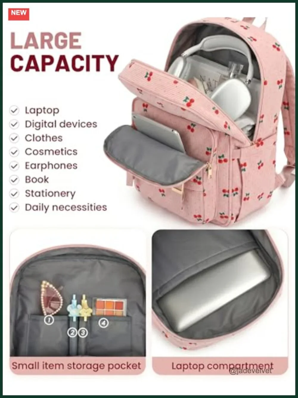 Corduroy Laptop Backpack for Women Fits 15.6 Inch Computer Work Travel Daypack